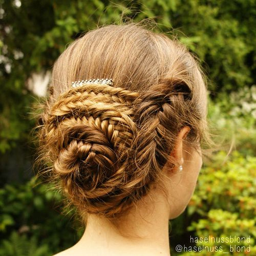 fishtail bun prom hairstyle