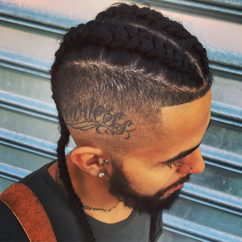 Two Braids And Fade For Men