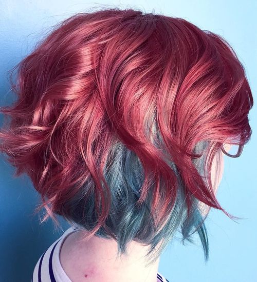 Two Tone Red And Blue Bob