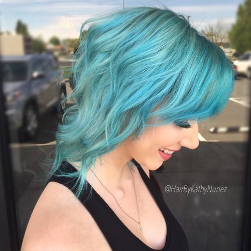 Medium Length Light Teal Hair