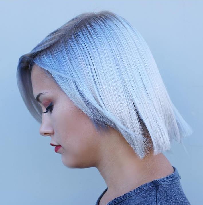 Pastel Blue Blunt Bob