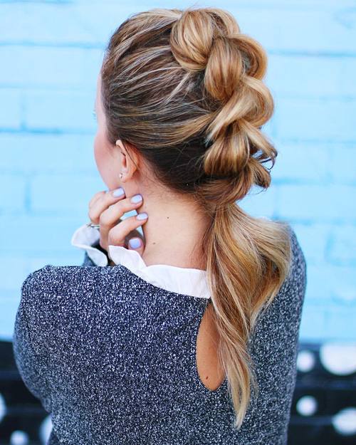 Braided Mohawk With A Low Ponytail