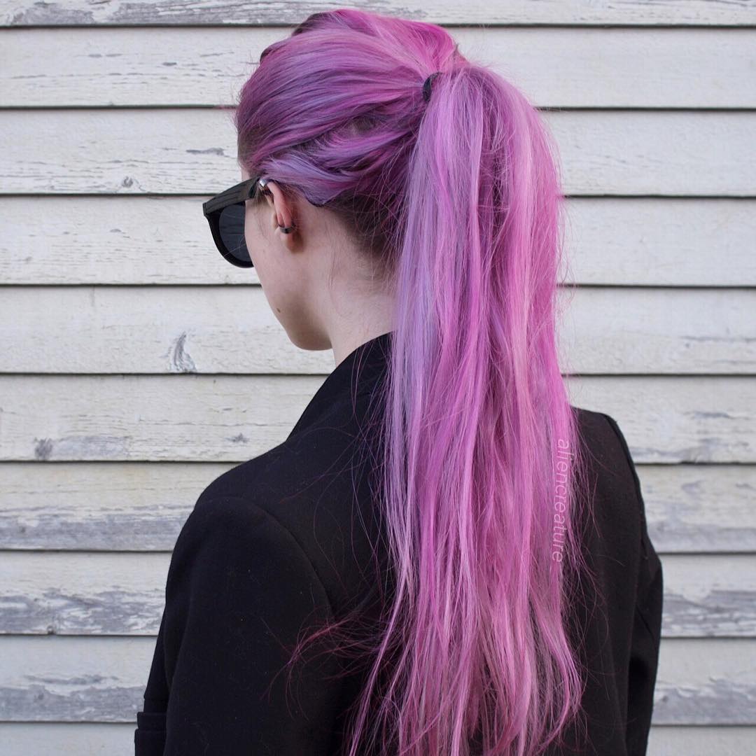 Long Pastel Purple Pink Hair