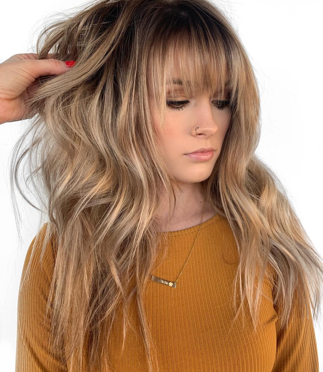 50 Cute Long Layered Haircuts with Bangs 2021 (499 x 575 Pixel)