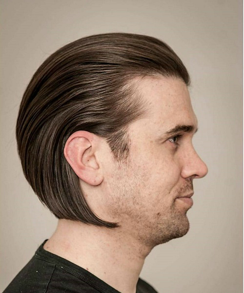Medium Slicked Back Hairstyle For Men