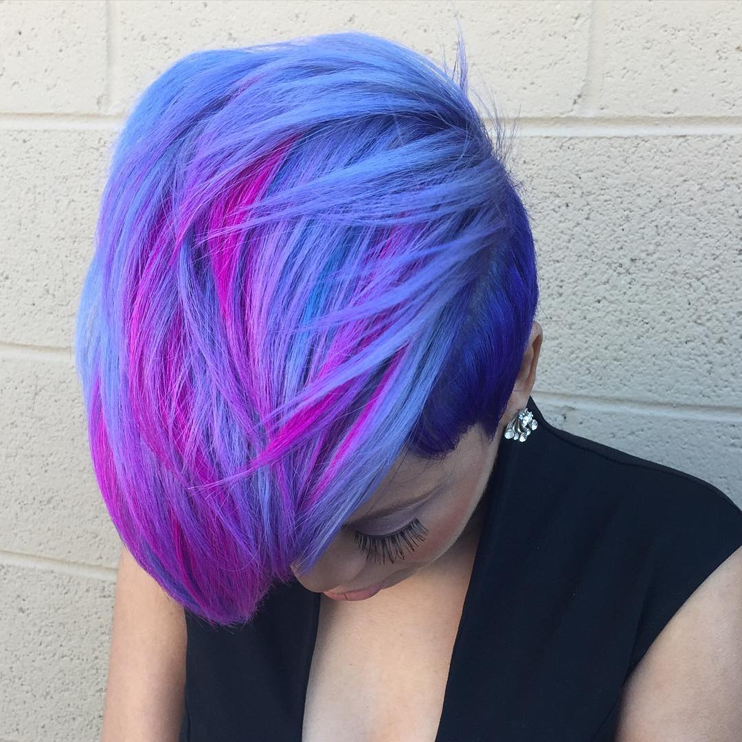 Blue Black Hair With Purple Highlights - Blue And Purple Hair Black Girl