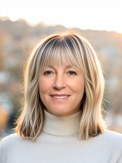 One-Length Feathered Lob with Bangs