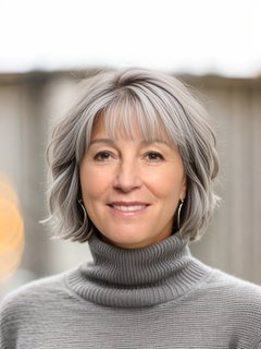 Shaggy Gray Bob with Bangs