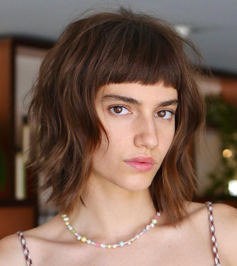 Layered Bob with Blunt Bangs
