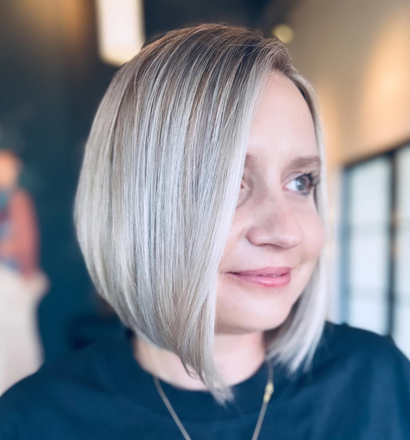 Inverted Angled Bob for Round Faces