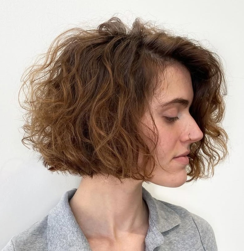 Chin-Length Bob for Curly Hair