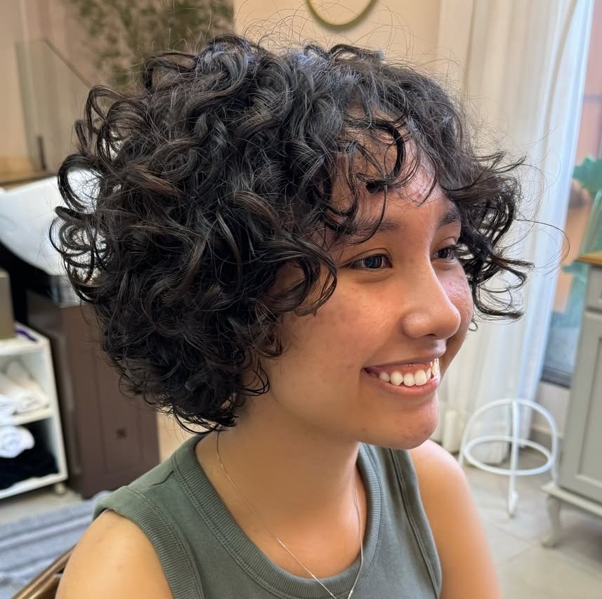Square Bob Cut for Curly Hair