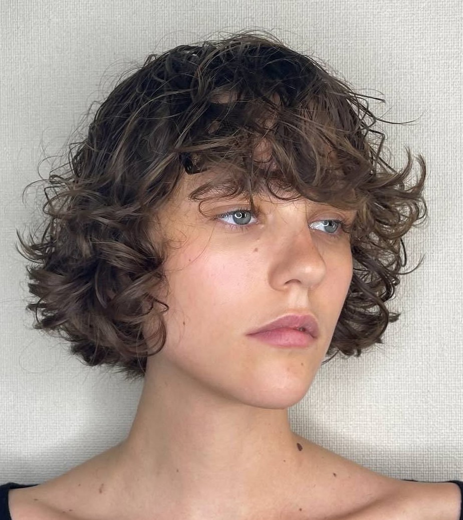 Curly Concave Bob Haircut