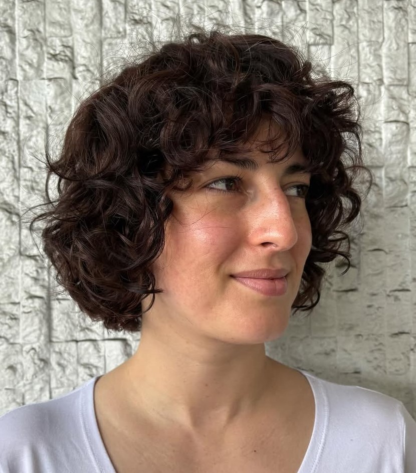 Short Curly Bob with Bangs