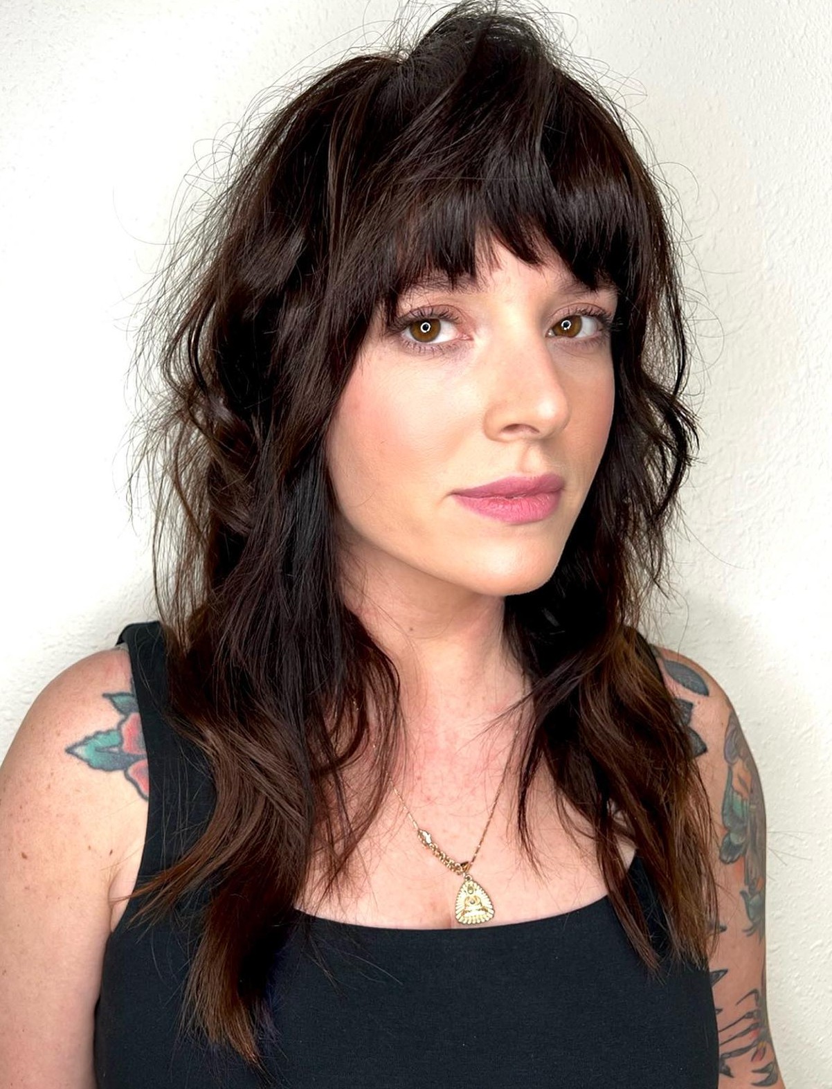 Tousled Long Brunette Hairstyle