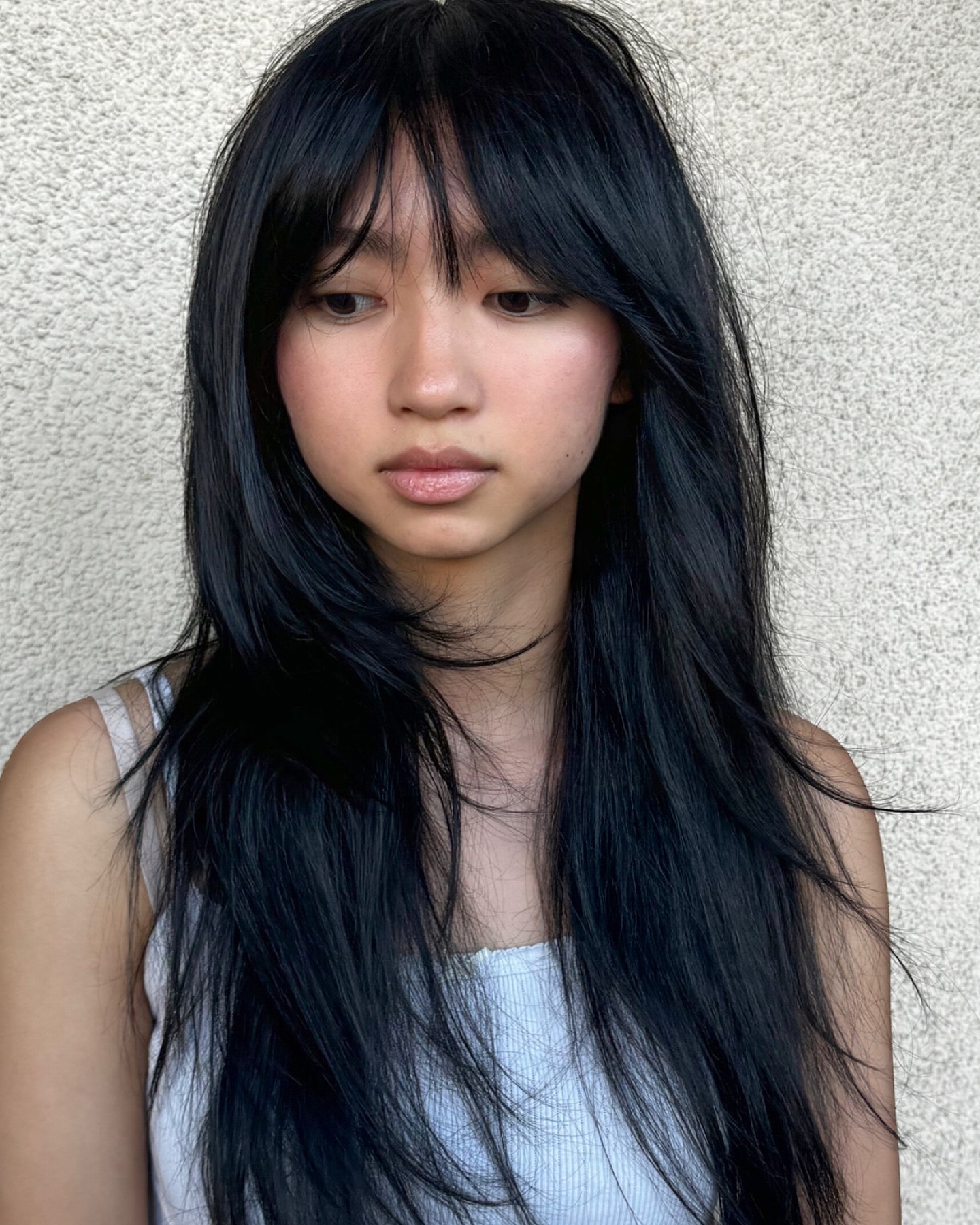 Long Straight Black Layered Cut