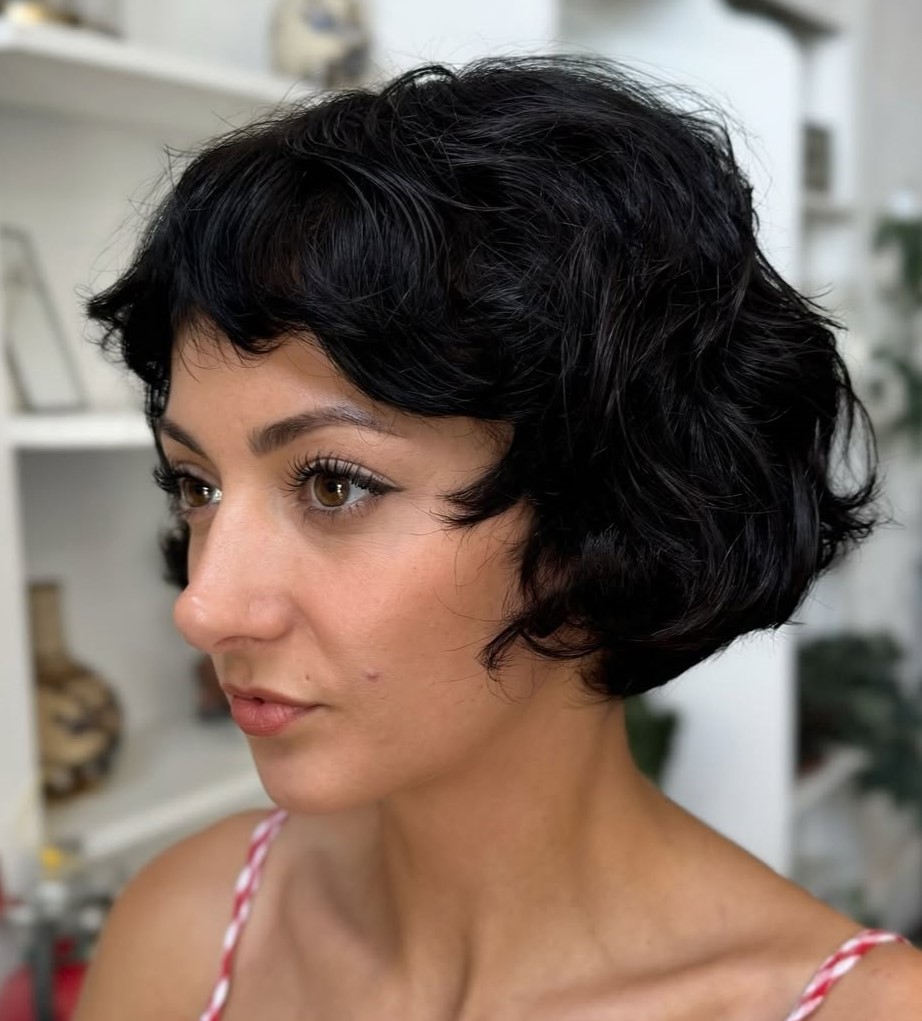 Low-Maintenance French Bob for Curly Hair