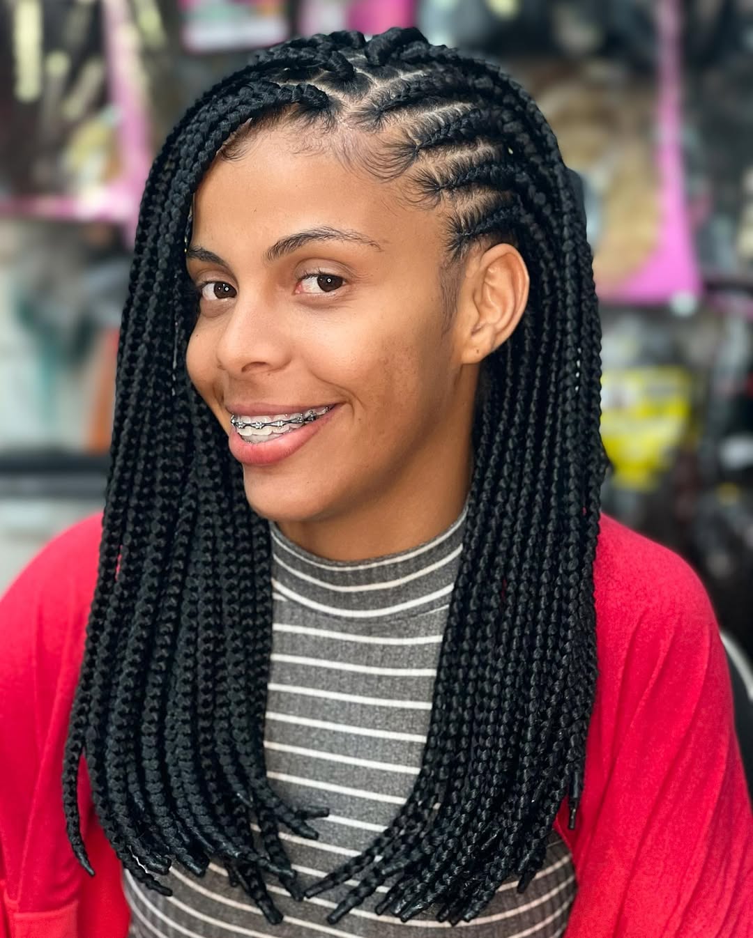 Box Braids Lob with Cornrows