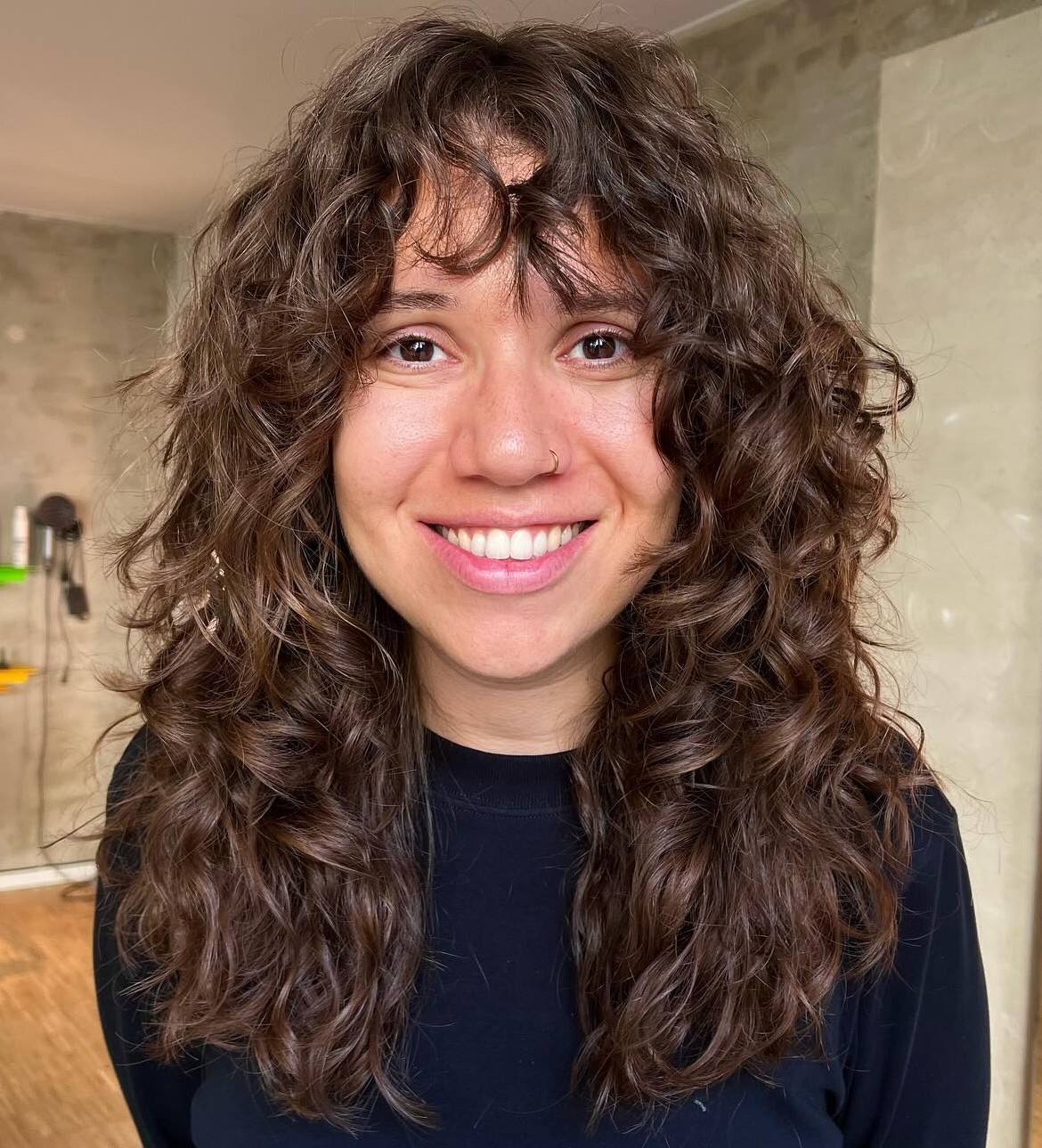 Seamless Long Layered Cut for Curly Hair
