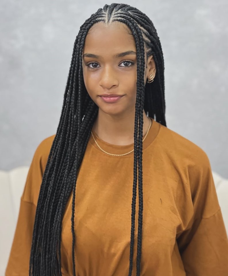 Long Braids with Cornrows
