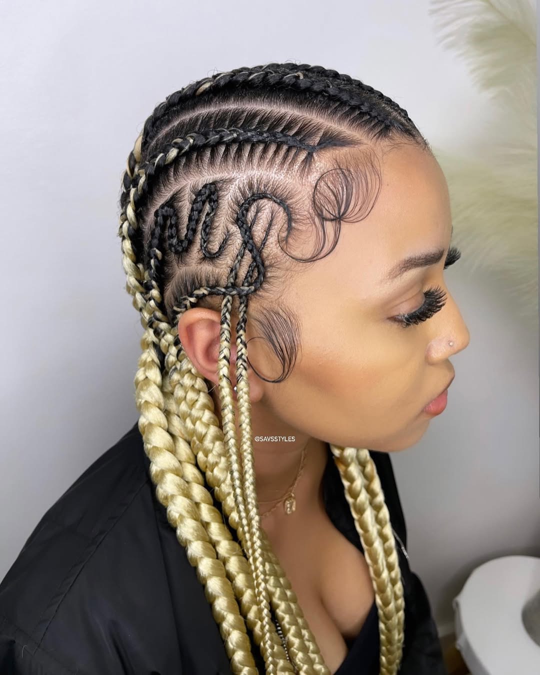 Black Cornrows with Blonde Braids