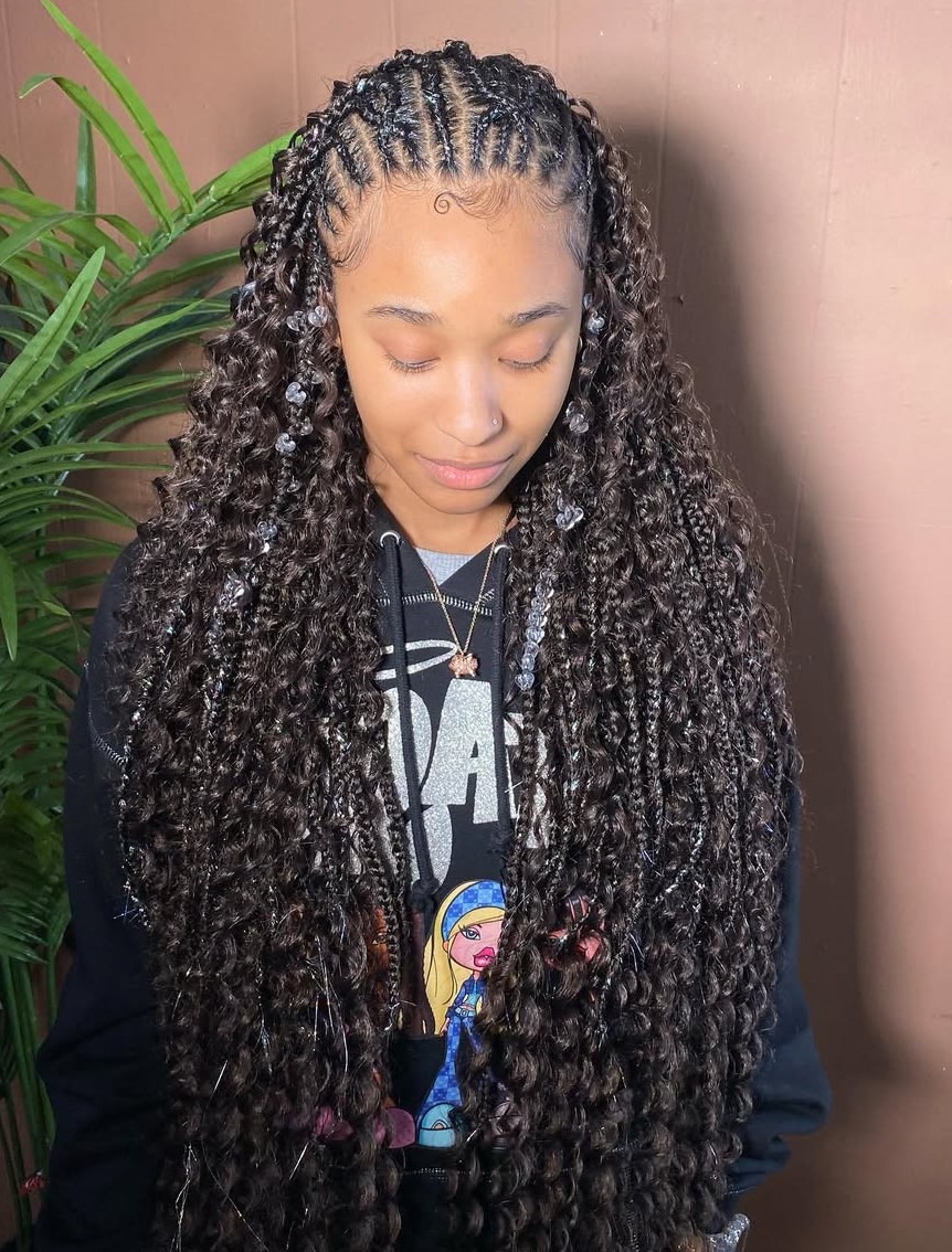 Decorative Cornrows with Threads