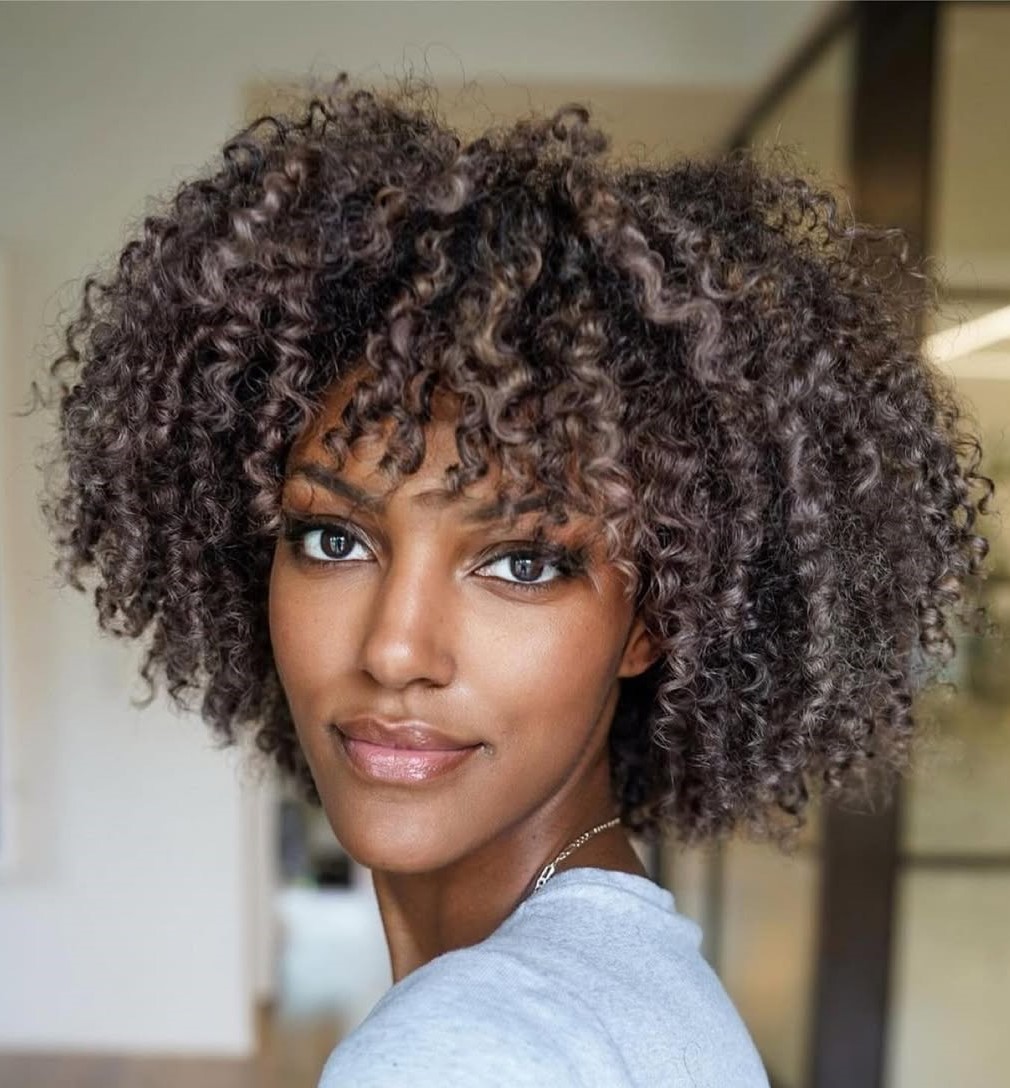 Short Natural Hair with Ash Highlights