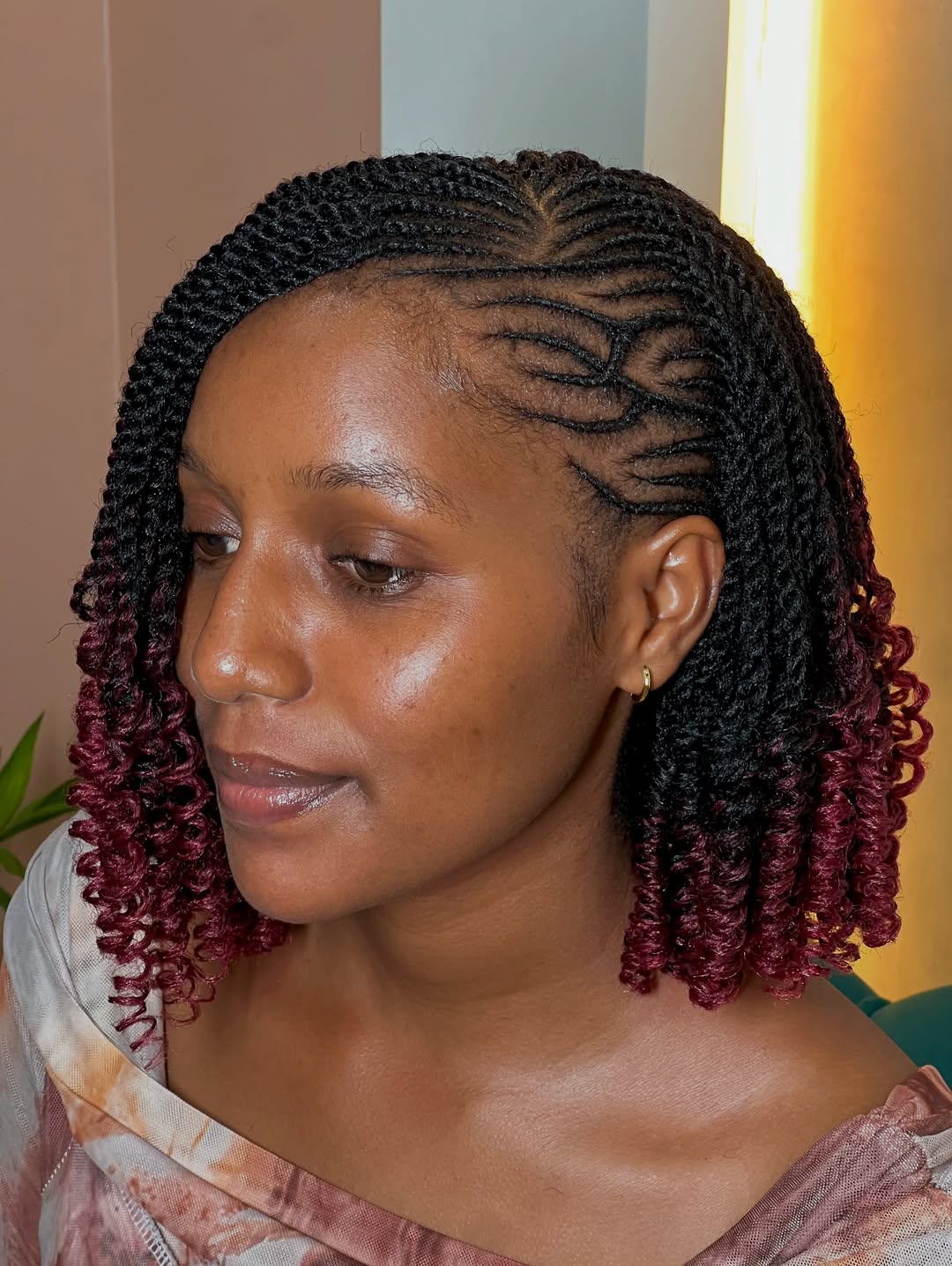 Bob Braids with Asymmetrical Cornrows
