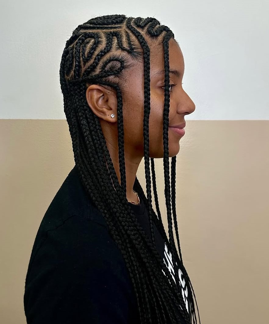Curved Cornrow Braided Style