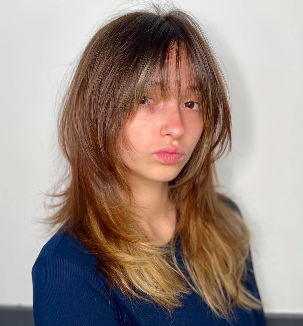 Long Feathered Cut with Bangs