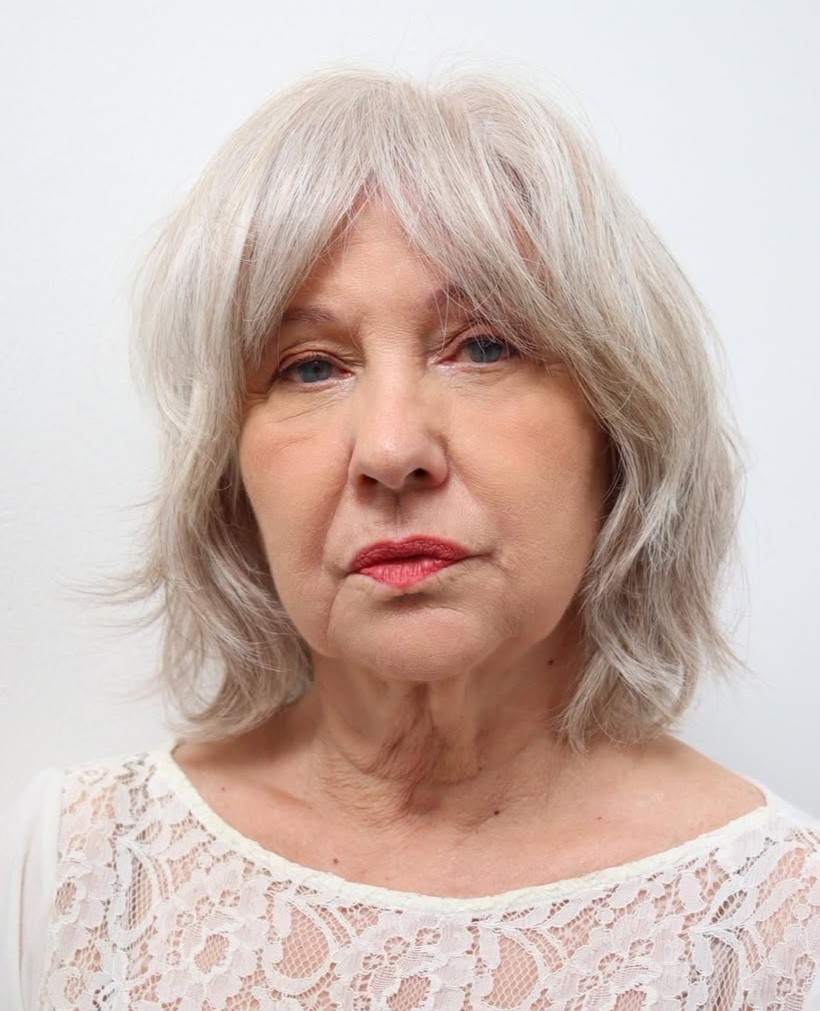 Medium Shaggy Hairstyle for Seniors