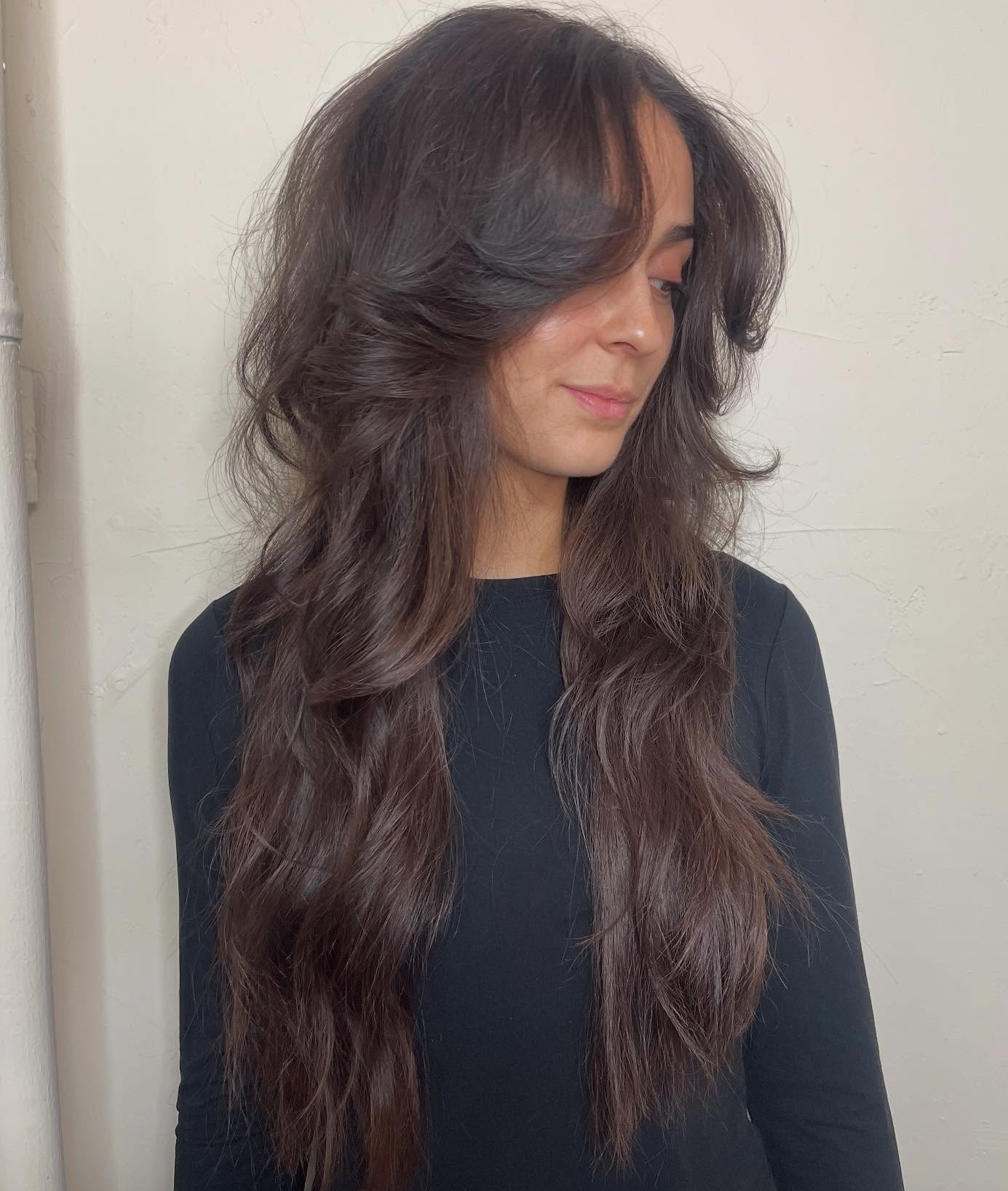 Long Feathered Hair with Natural Wave