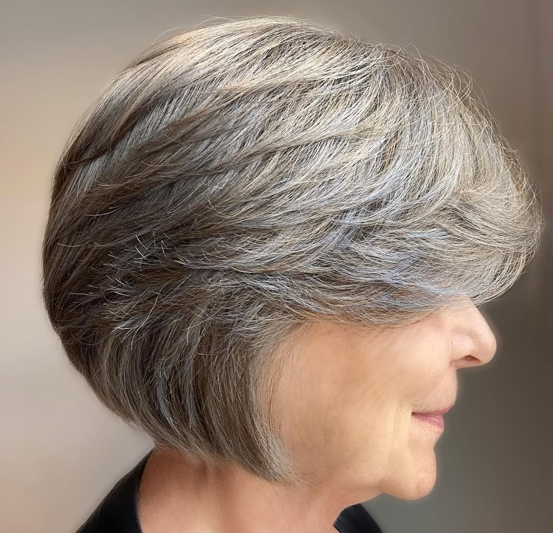 Short Salt-and-Pepper Bob Over 70