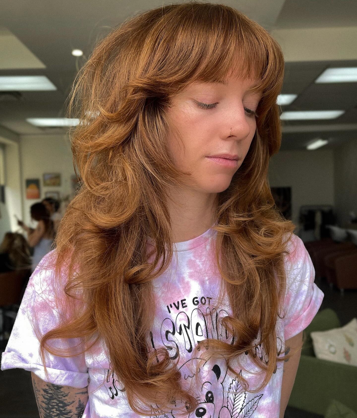 Long Copper Shag with Bangs