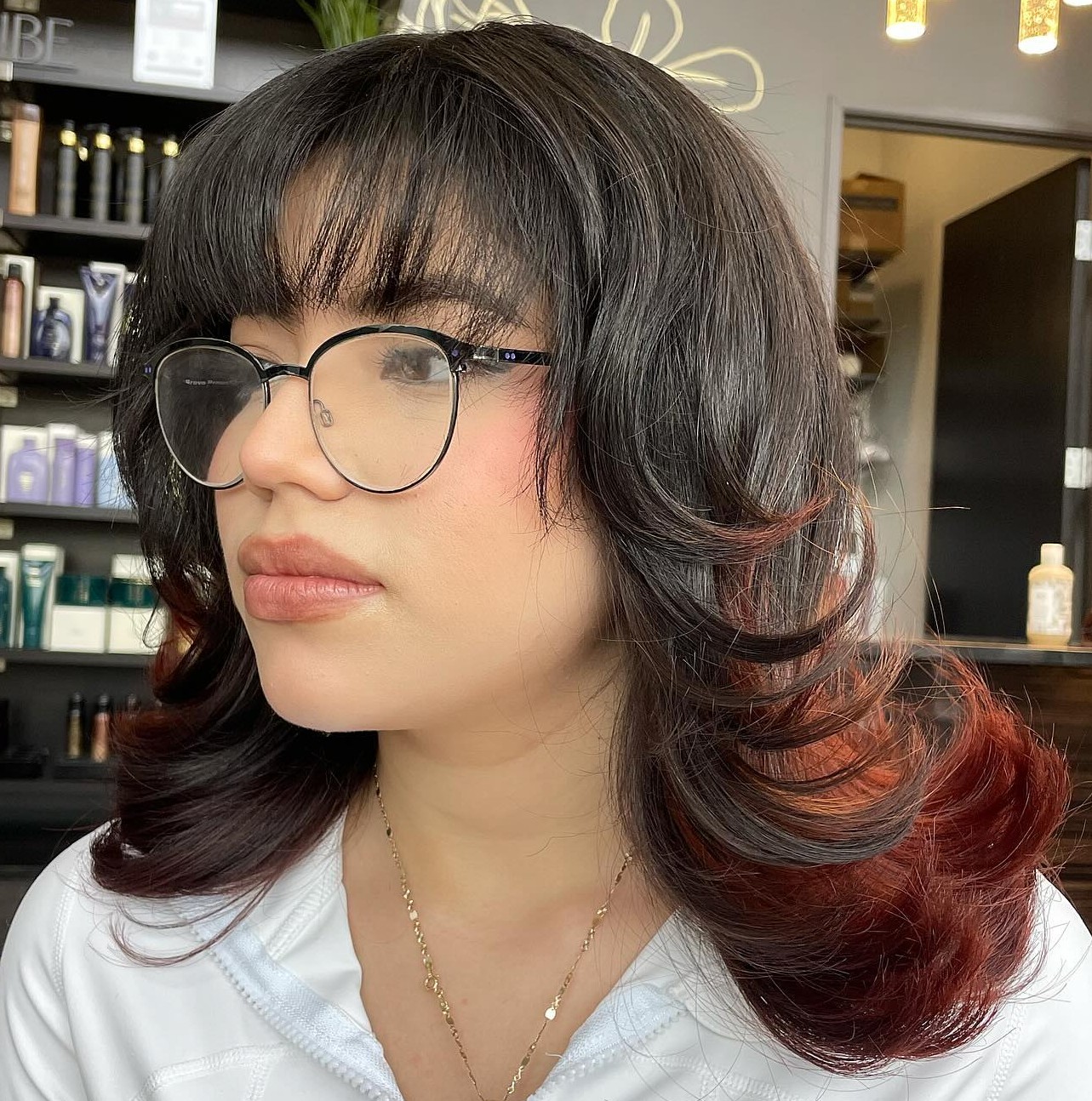 Feathered Flip with Glasses