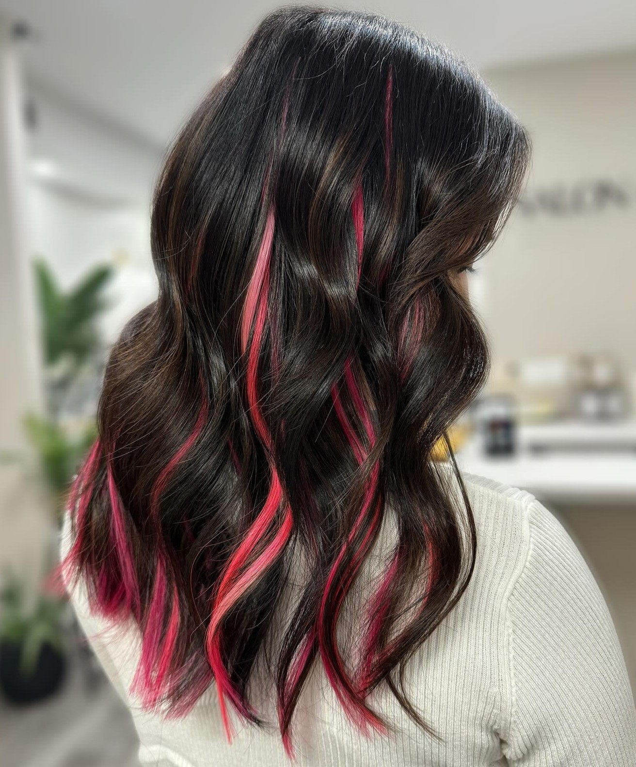 Dark Hair with Highlights Underneath