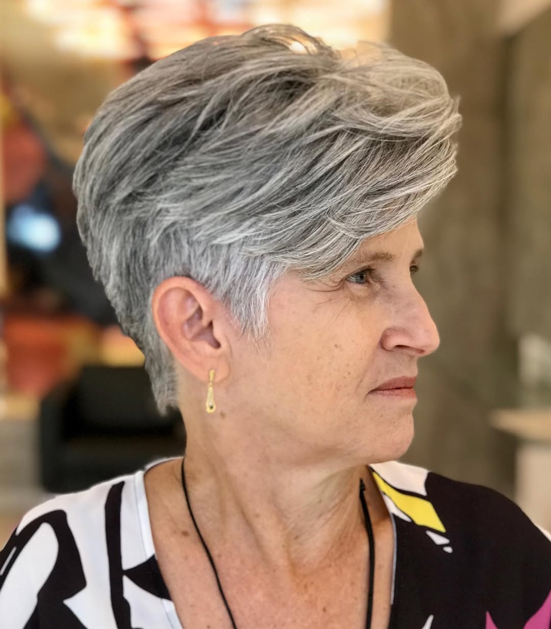 Gray Tapered Undercut Pixie Over 70