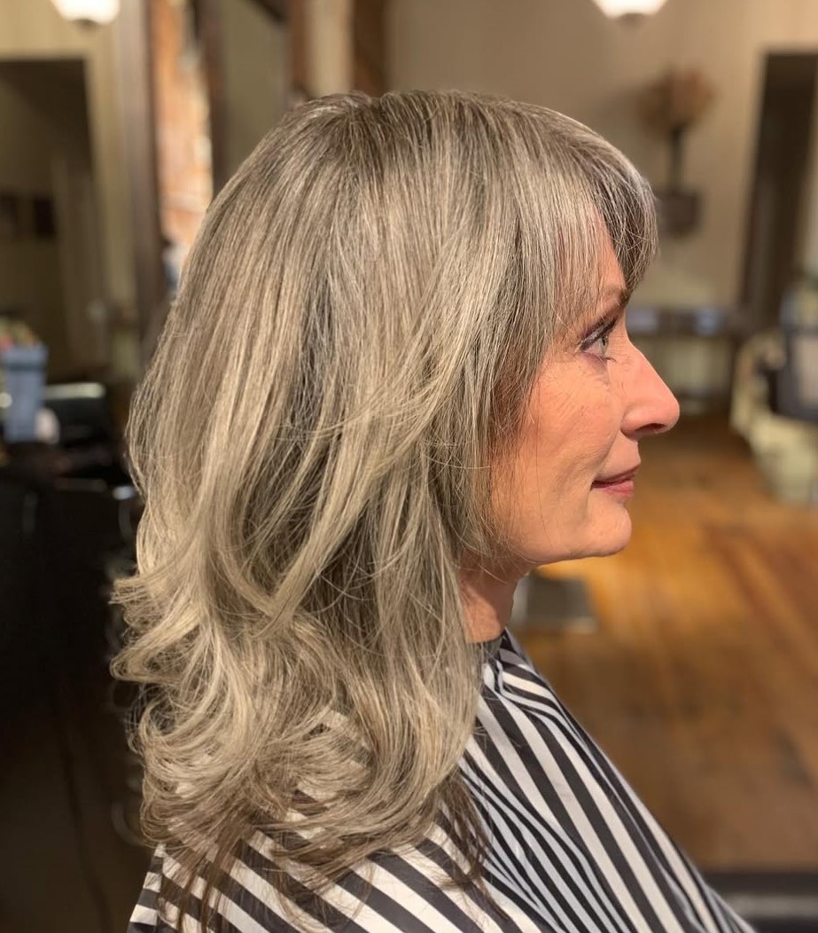 Medium Layered Gray Hairstyle