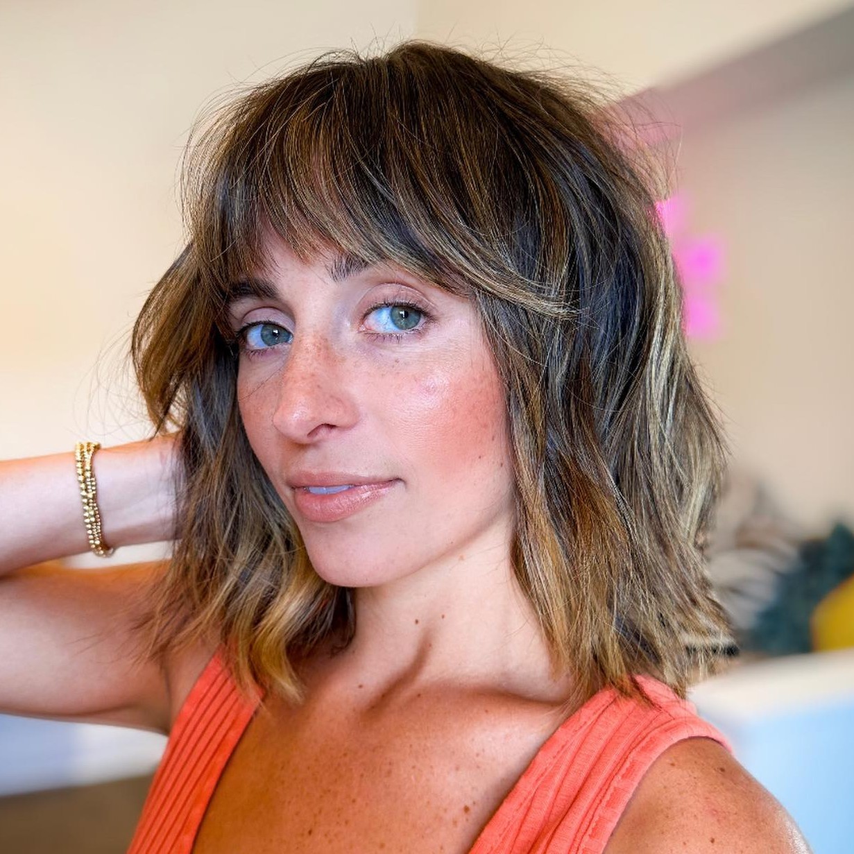 Textured Lob with Bangs