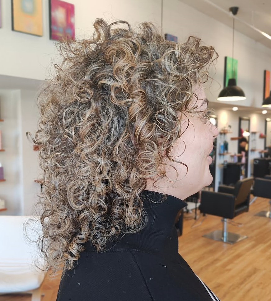 Medium Curly Gray Hairstyle