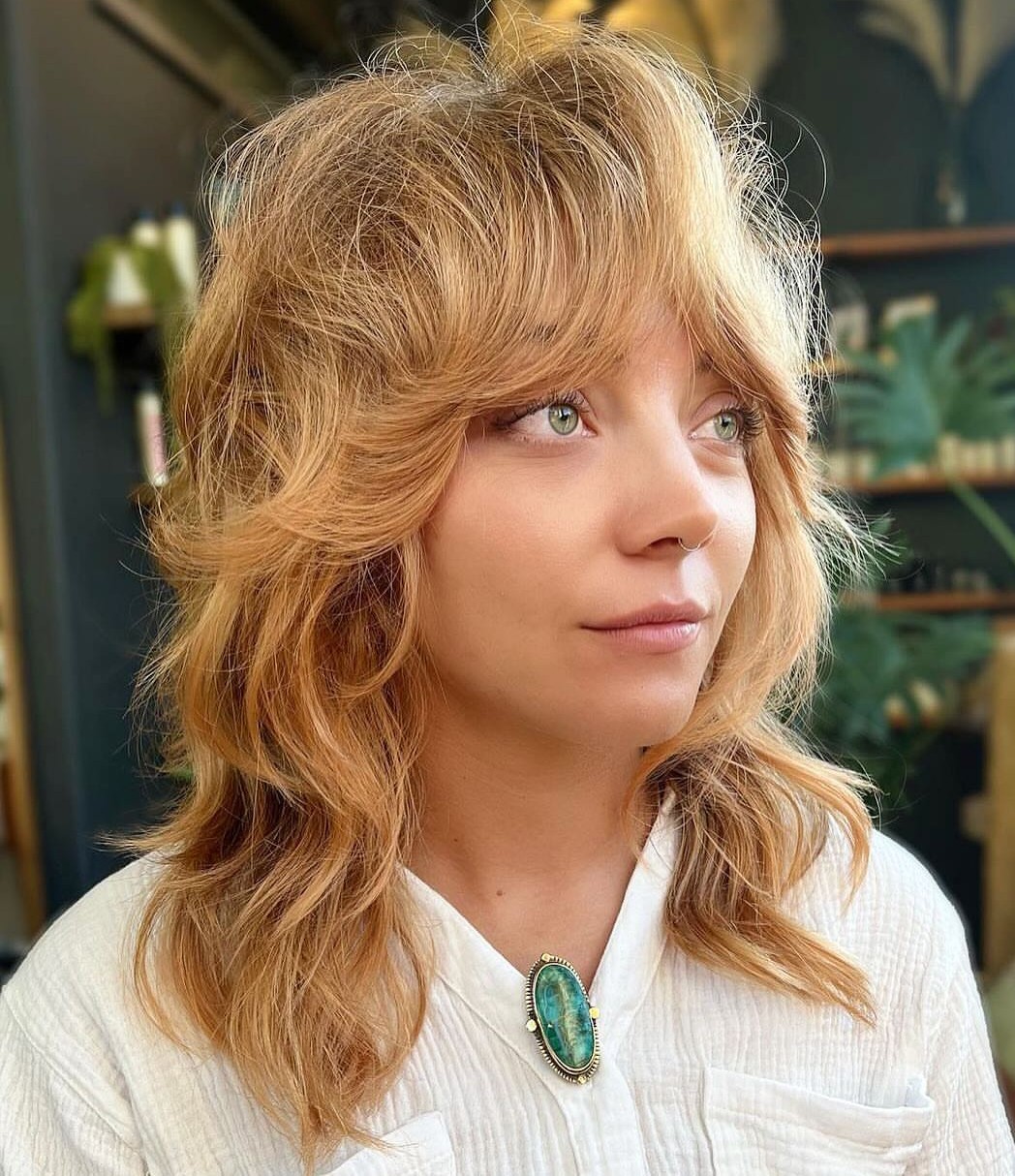 Medium-Length Choppy Shag with Bangs