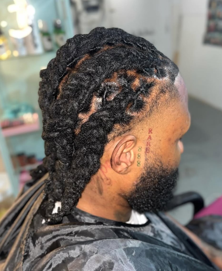 Mens Locs in Braids