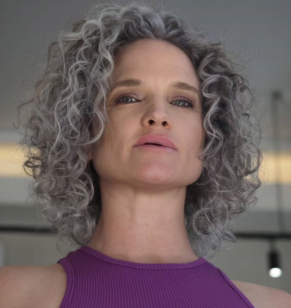 Ash Gray Curly Hairstyle