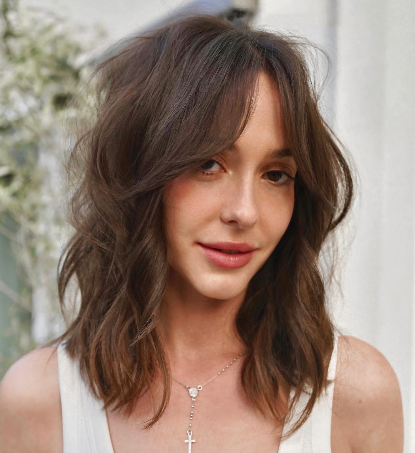 Collarbone Lob with Curtain Bangs