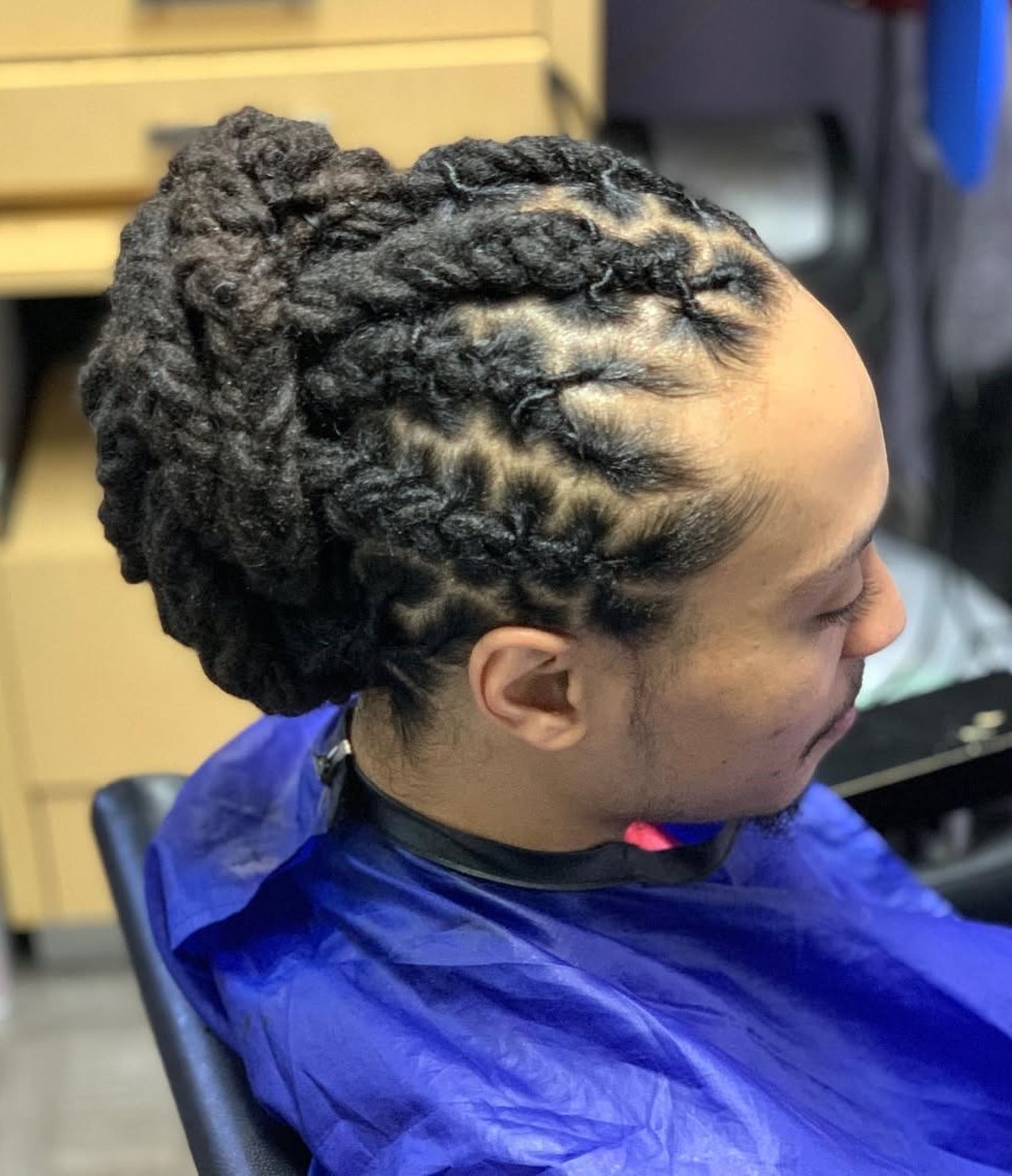 Locs Updo for a Man