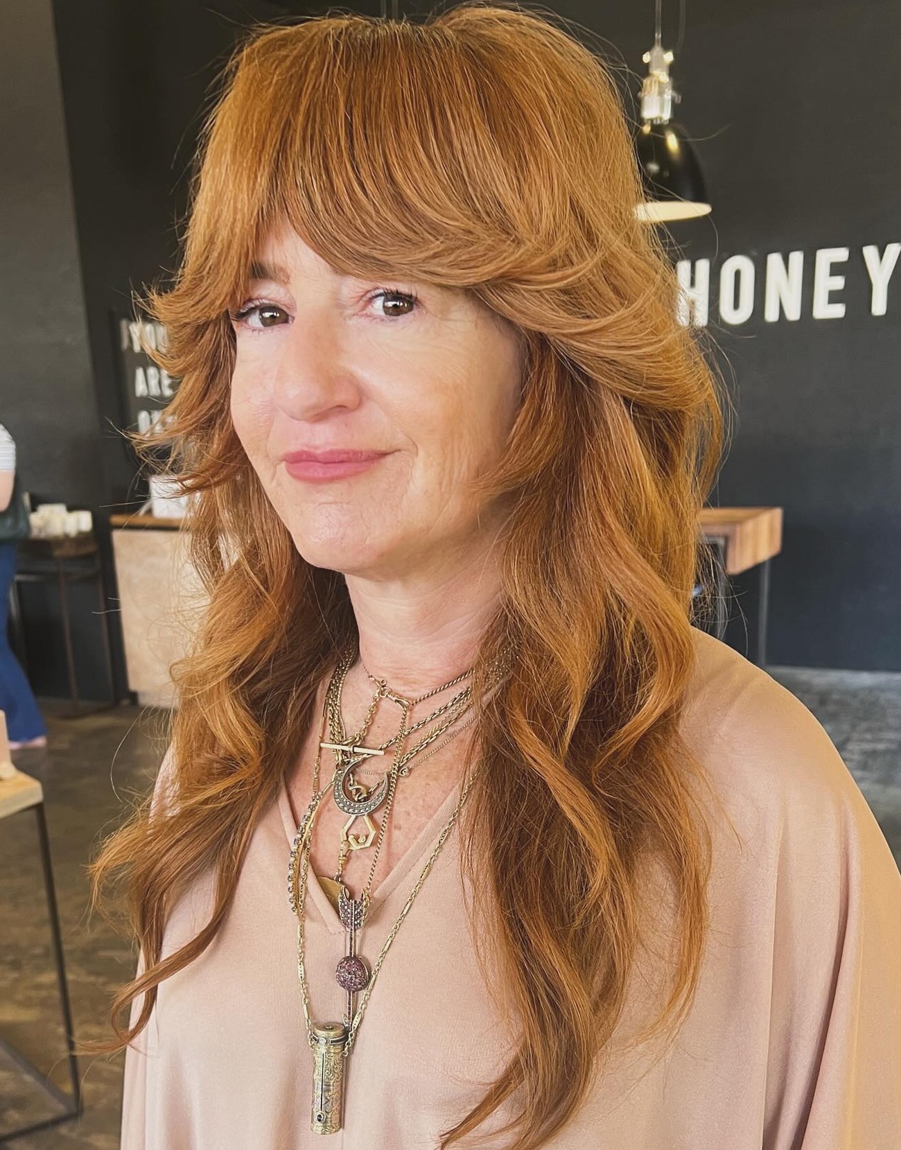 Long Haircut With Bangs Over 60