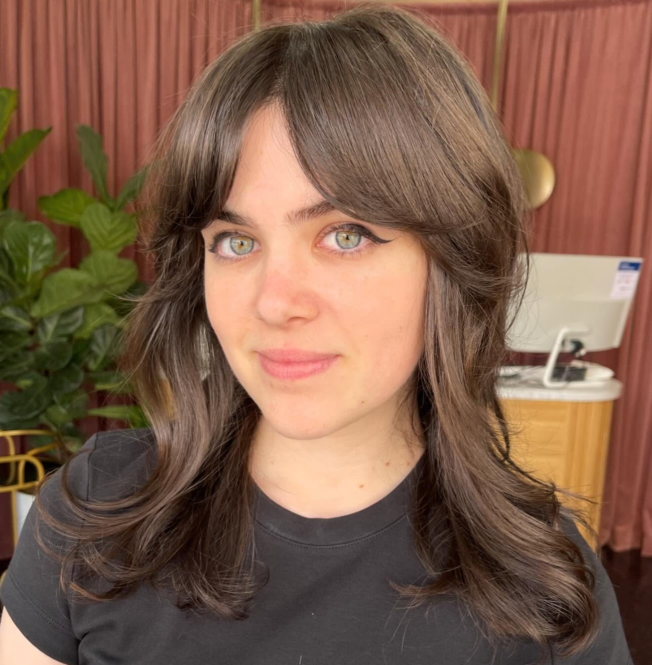 Middle-Part Bangs for Medium Hair