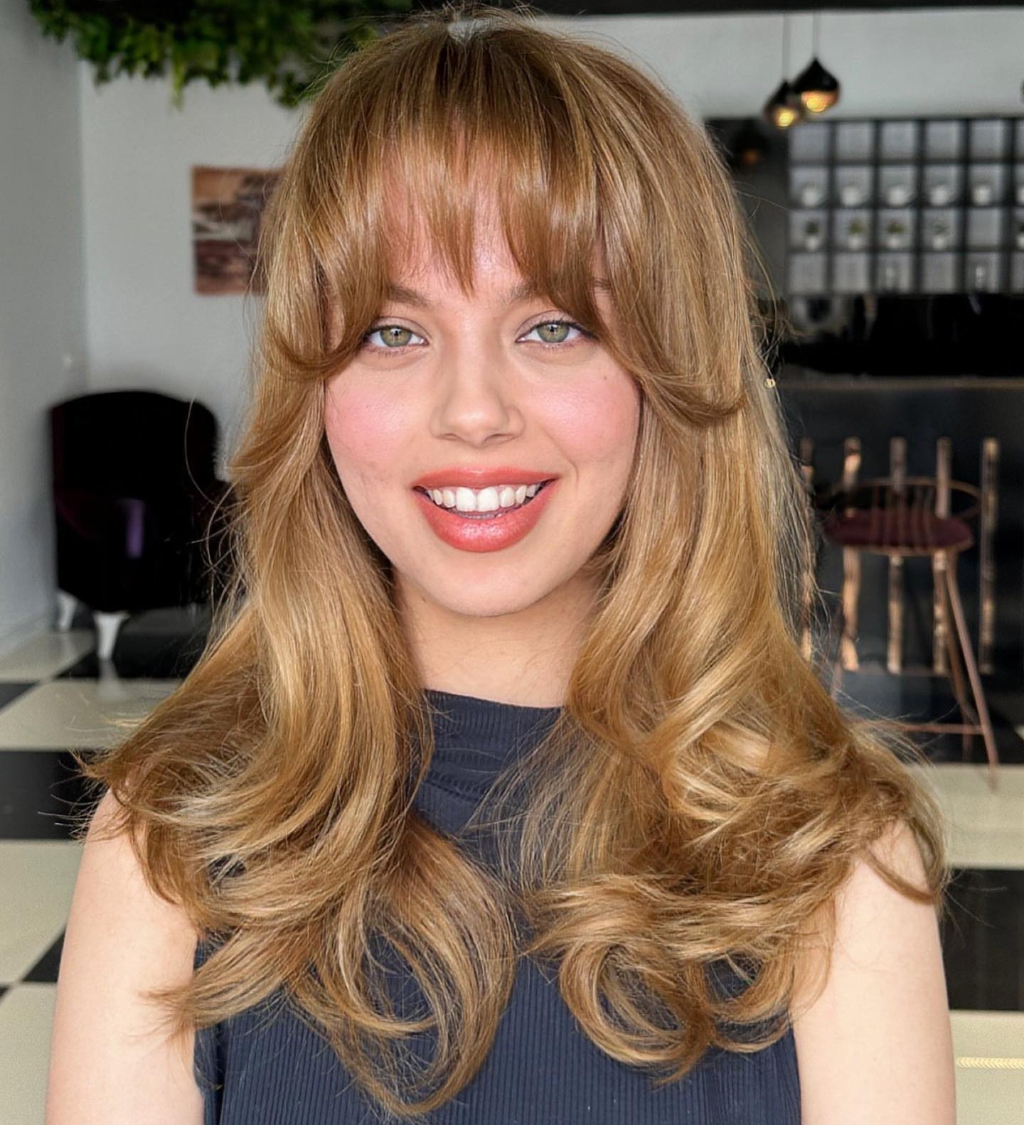 Bottleneck Bangs for a Broad Forehead