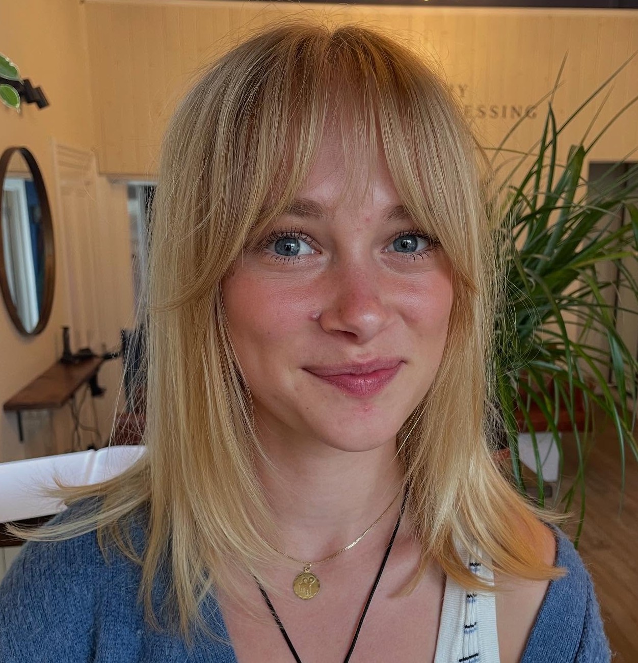 Face-Framing Medium Hair with Curtain Bangs