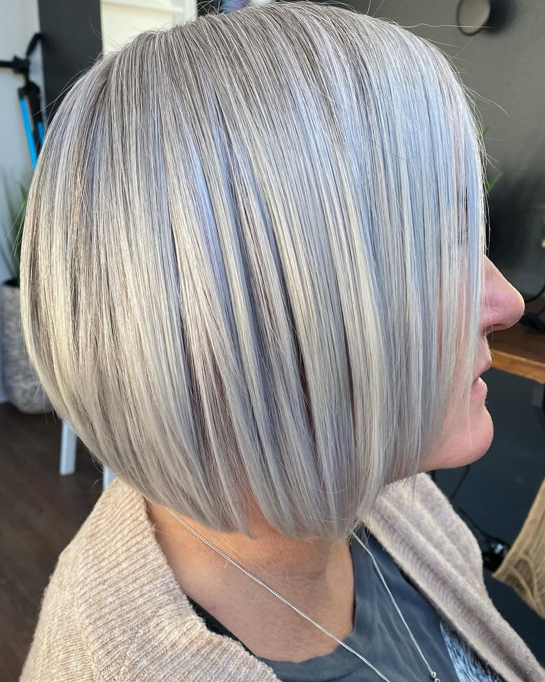 Straight Gray Bob Hairstyle